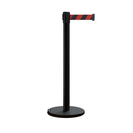 MONTOUR LINE Retractable Belt Rolling Stanchion, 2.5ft Black Post  11ft. Blk/Rd ME630-BK-BRD-110